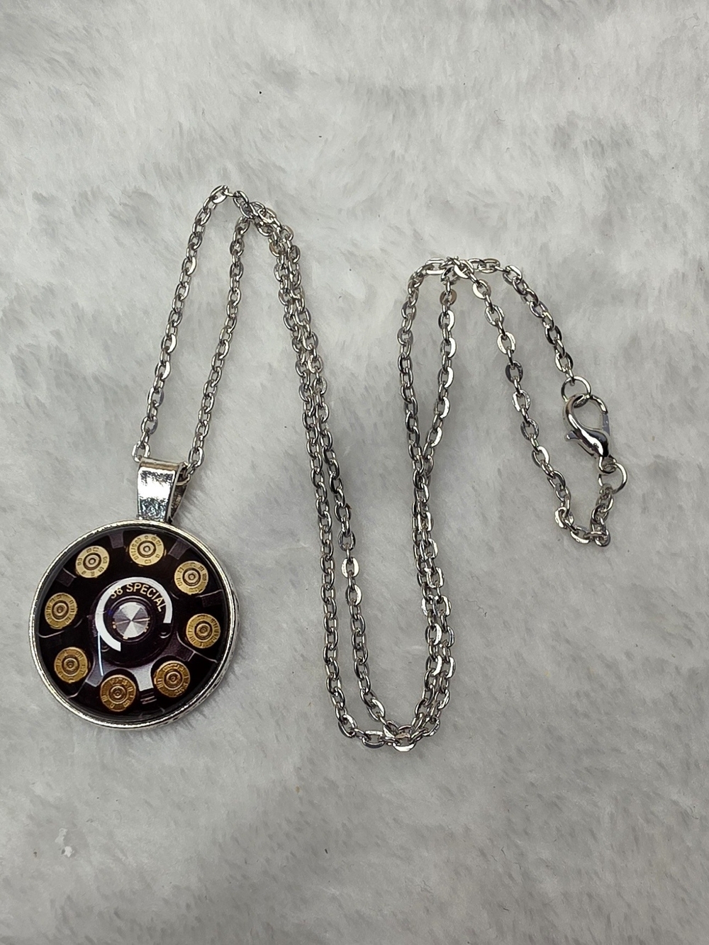 38 Special Revolver Silver Bullet Cartridge Pendant Necklace